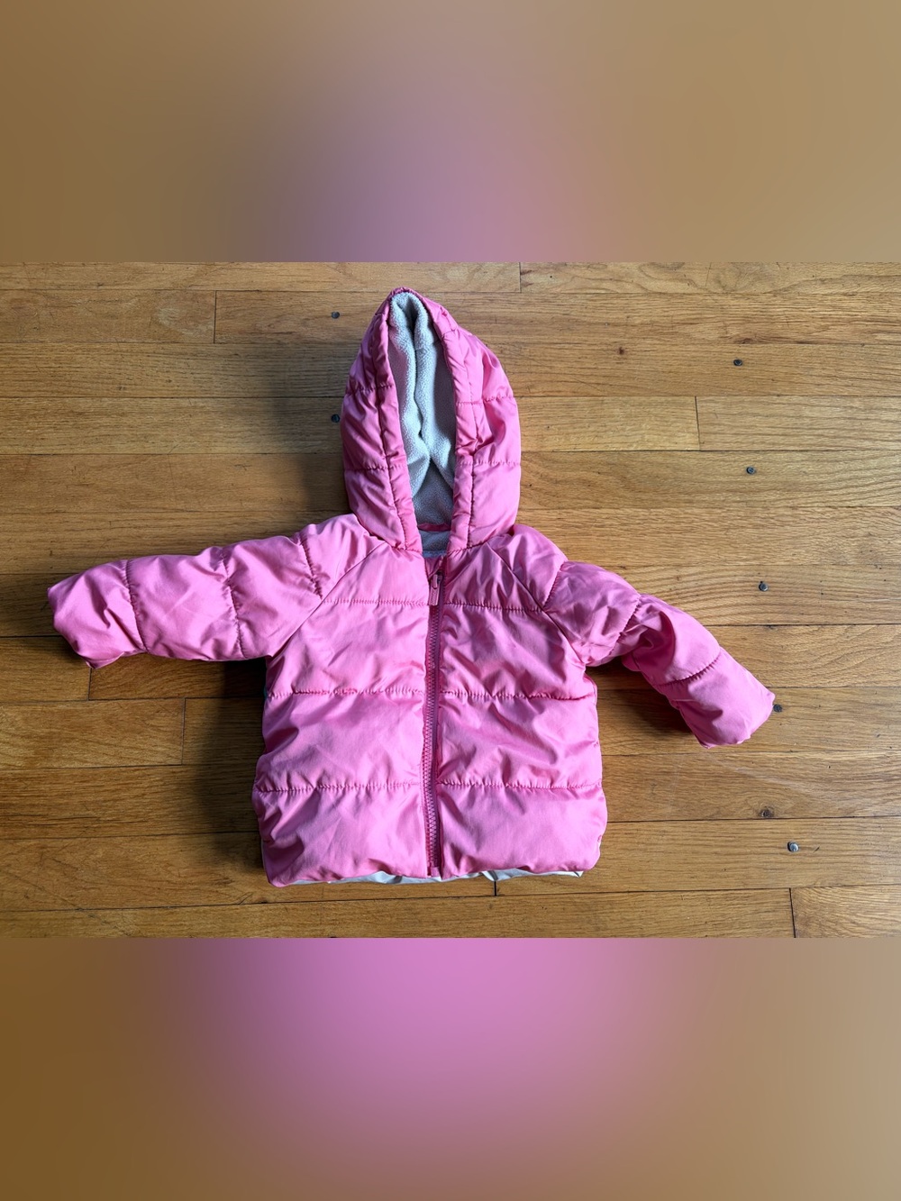 Old Navy Pink Baby Hooded Puffer Jacket 6-12 Months